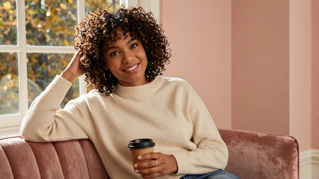 Size queen dating member relaxing with coffee, representing confident size-preferring admirers